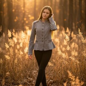 Free people, victoria, ruffel lace button up jacket